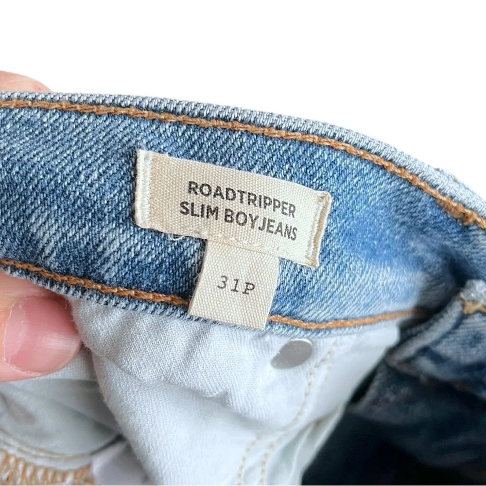 NWT Madewell Roadtripper Boyjean Cadell Wash Ripped Knees Size 31 PETITE NC464